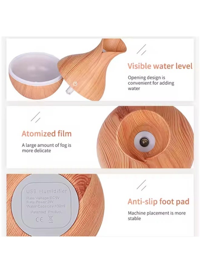 Aroma Humidifier with Color-Changing LED, Wood Grain Finish - Image 4